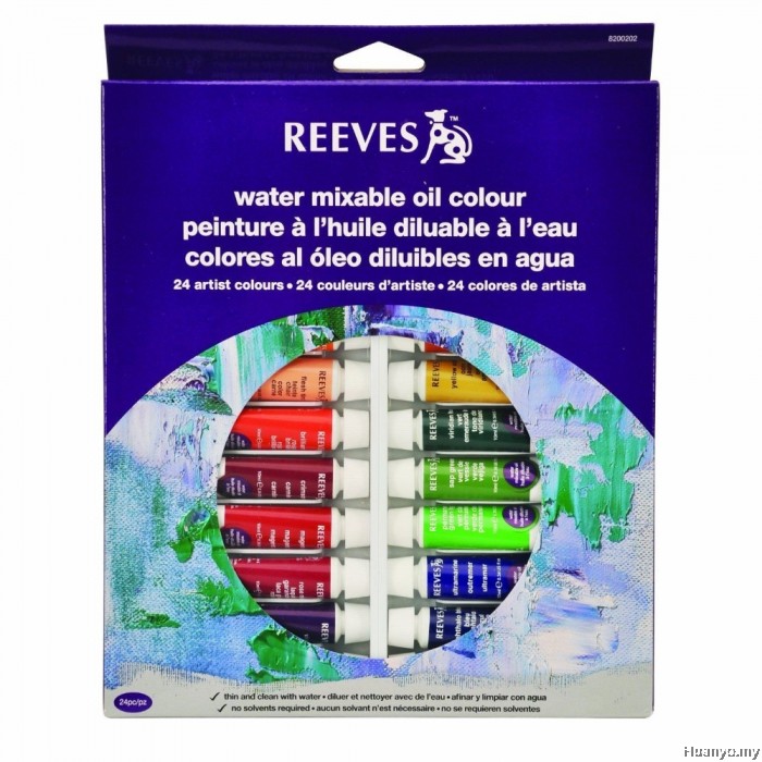 Reeves Water Mixable Oil Paint Colour (Set of 24)